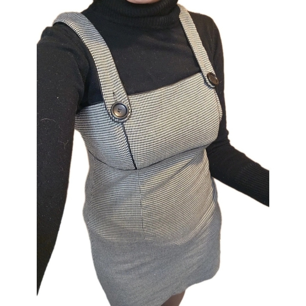 Vertigo Black and White Houndstooth Pinafore Dress Size Extra Small